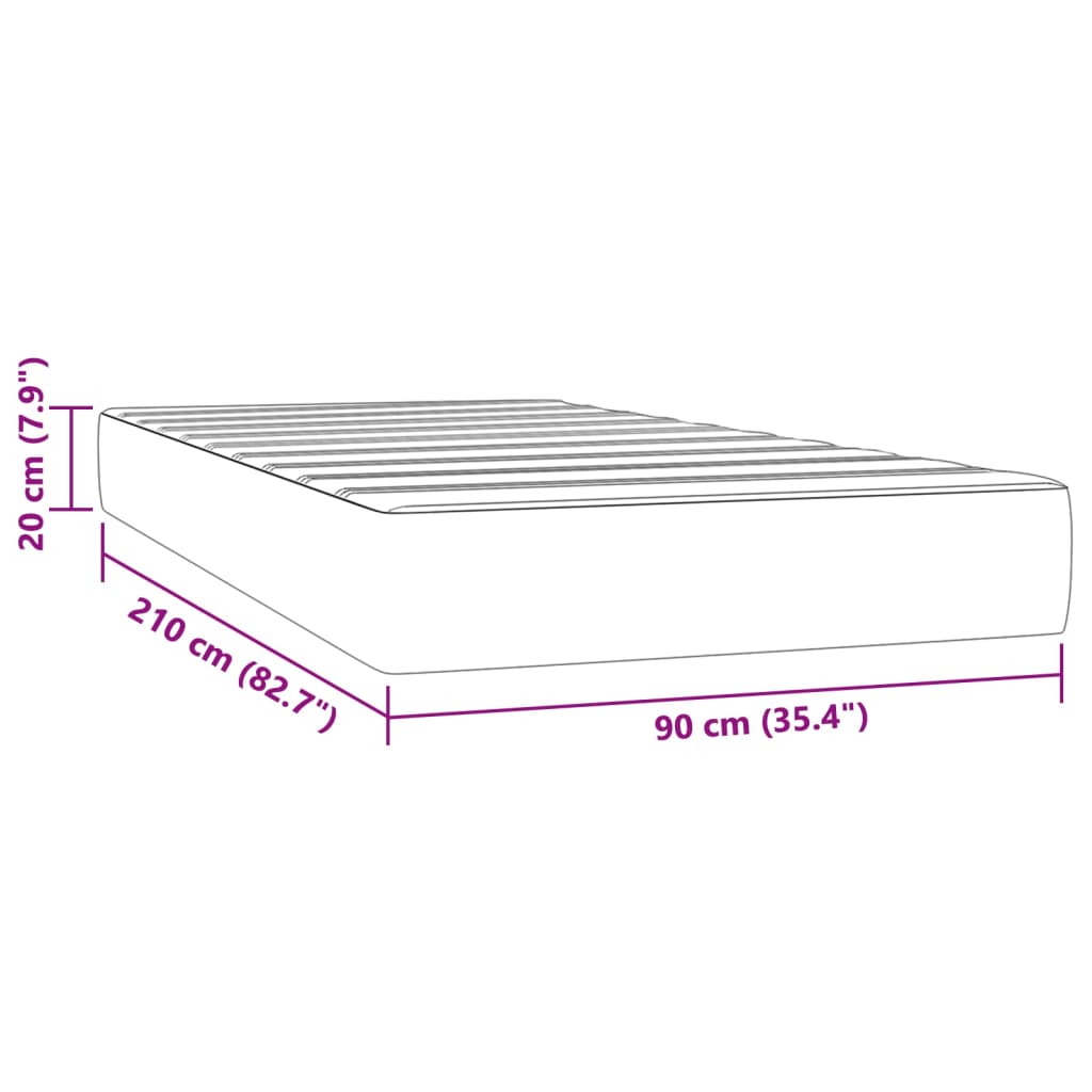 Vzmetnica z žepkasto vzmetjo roza 90x210x20 cm žamet