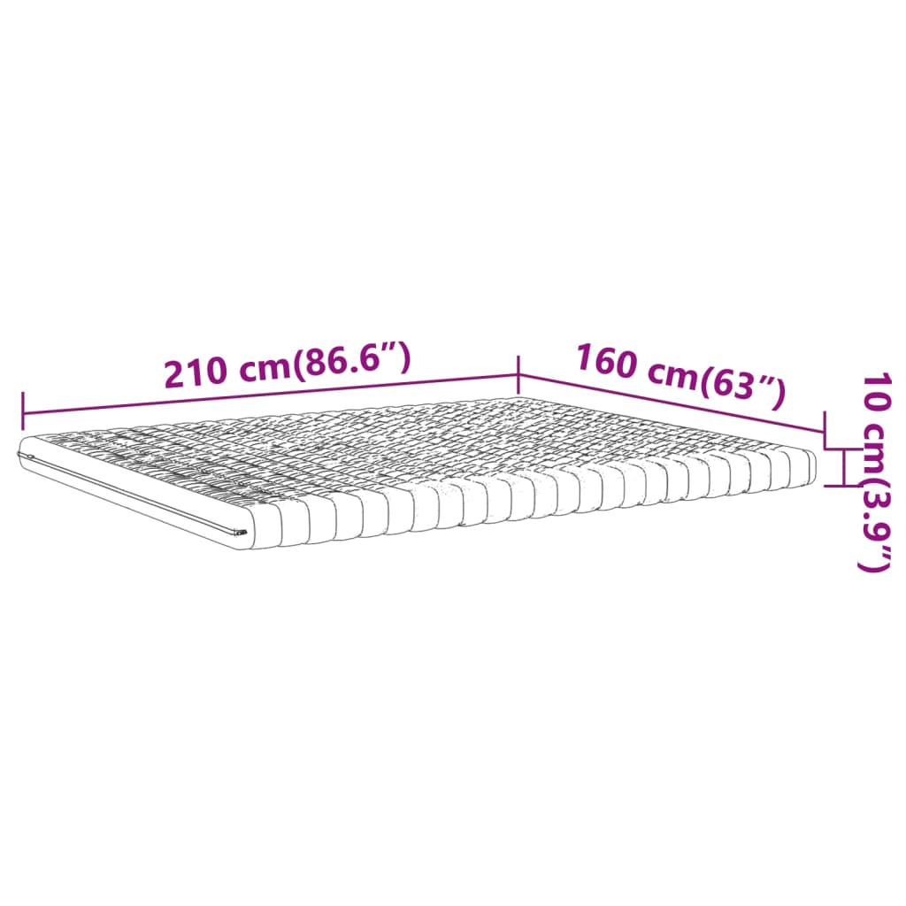 Vzmetnica iz pene bela 160x210 cm 7-conska trdota 20 ILD