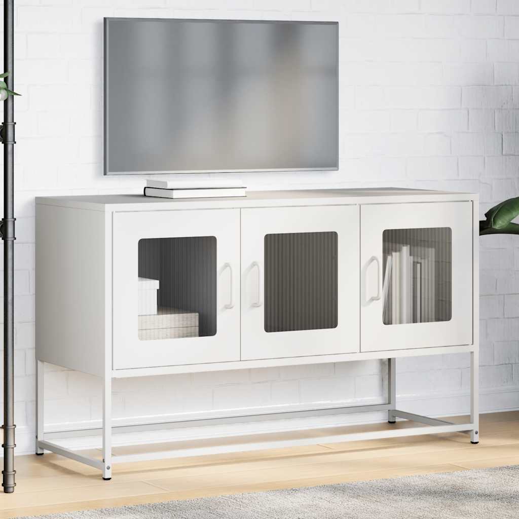 TV omarica bela 100,5x39x60,5 cm Hladno valjano jeklo