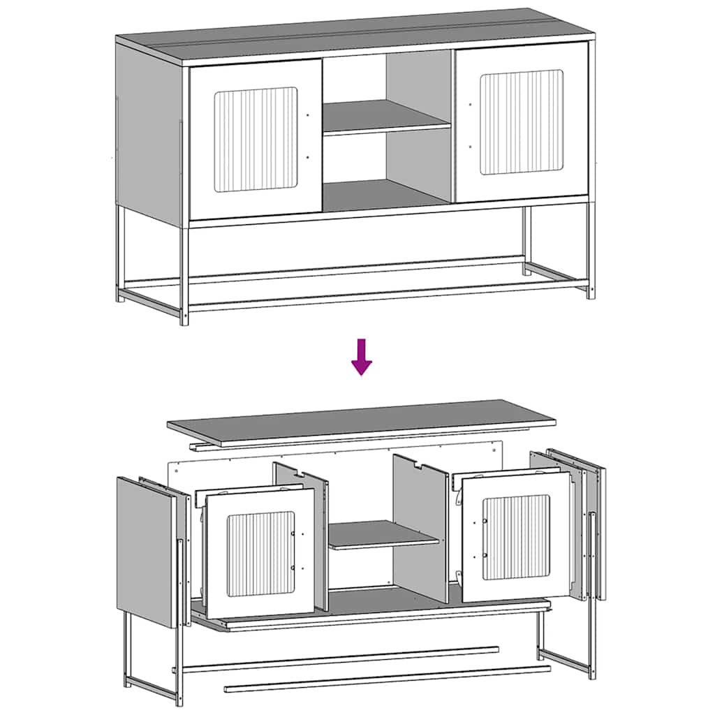 TV omarica antracitna 100,5x39x60,5 cm jeklo