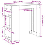 Barska miza s policami siva sonoma 102x50x103,5 cm inž. les