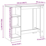 Barska miza s policami siva sonoma 124x46x103,5 cm inž. les