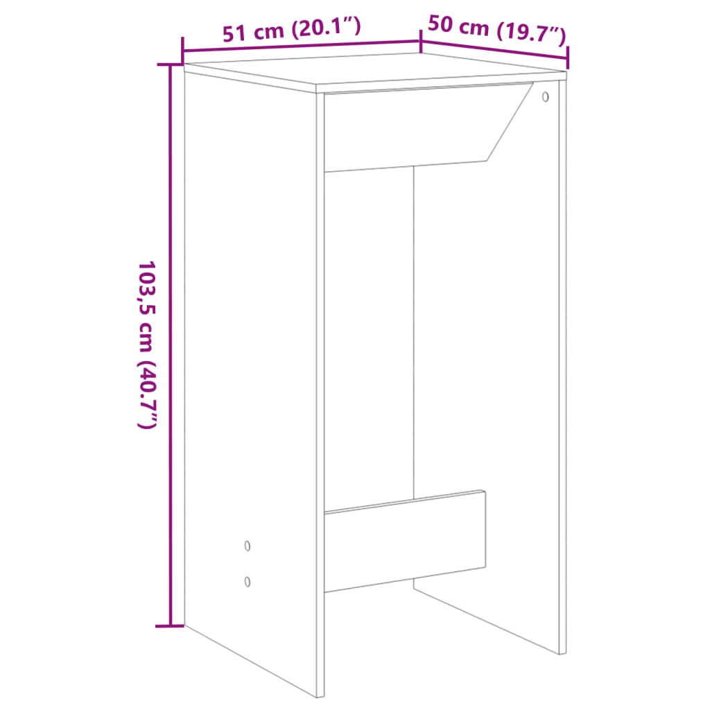 Barska miza črna 51x50x103,5 cm inženirski les