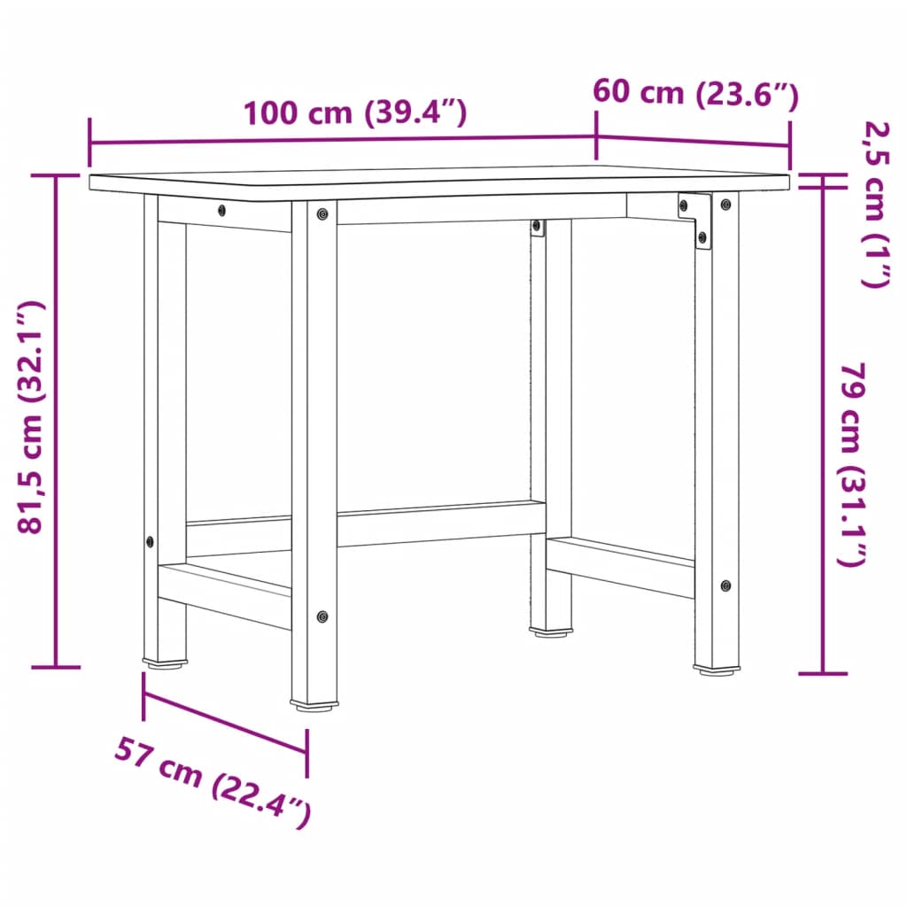 Delovna miza 100x(55-60)x81,5 cm trdna bukovina