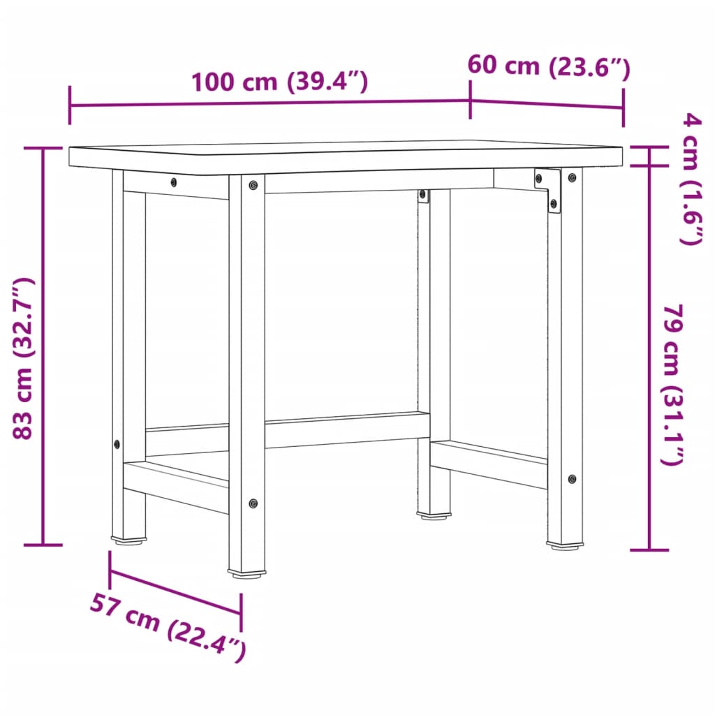 Delovna miza 100x(55-60)x83 cm trdna bukovina