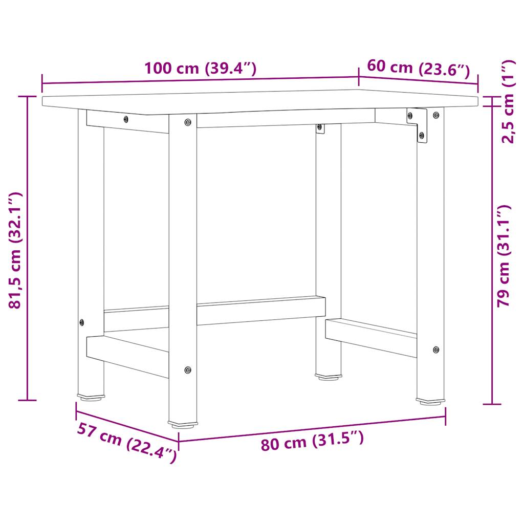 Delovna miza 100x60x81,5 cm trdna hrastovina