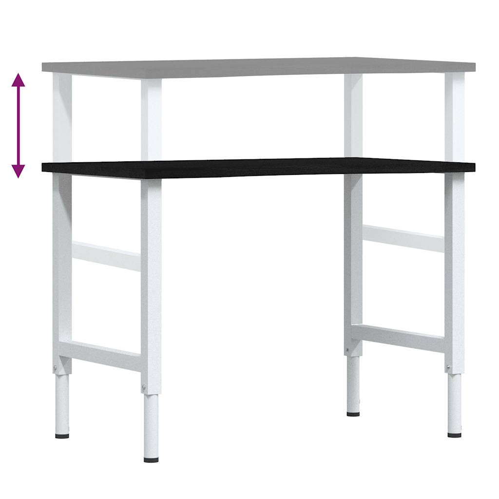 Delovna miza temno rjava 100x60x(71,5-98) cm trdna hrastovina