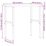 Delovna miza temno rjava 100x60x(71,5-98) cm trdna hrastovina