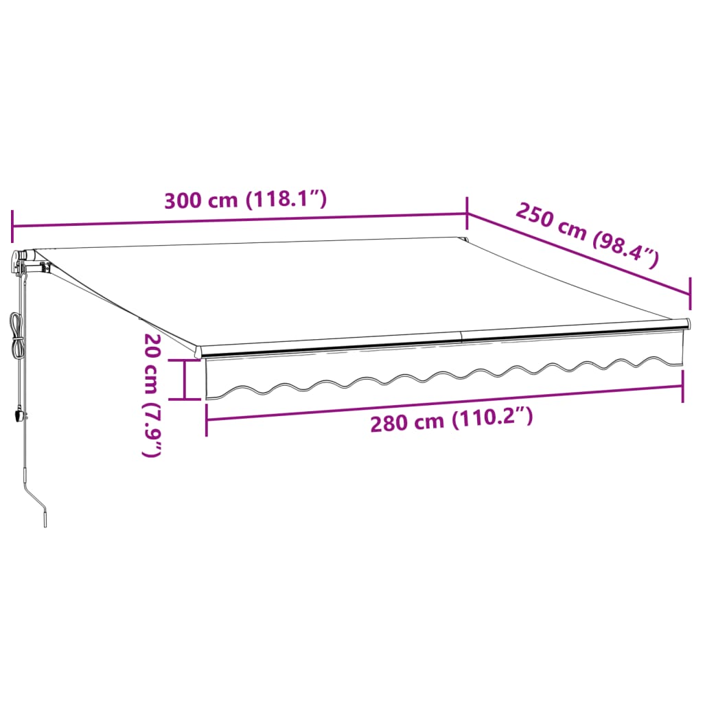 Avtomatsko zložljiva tenda rjava 300x250 cm