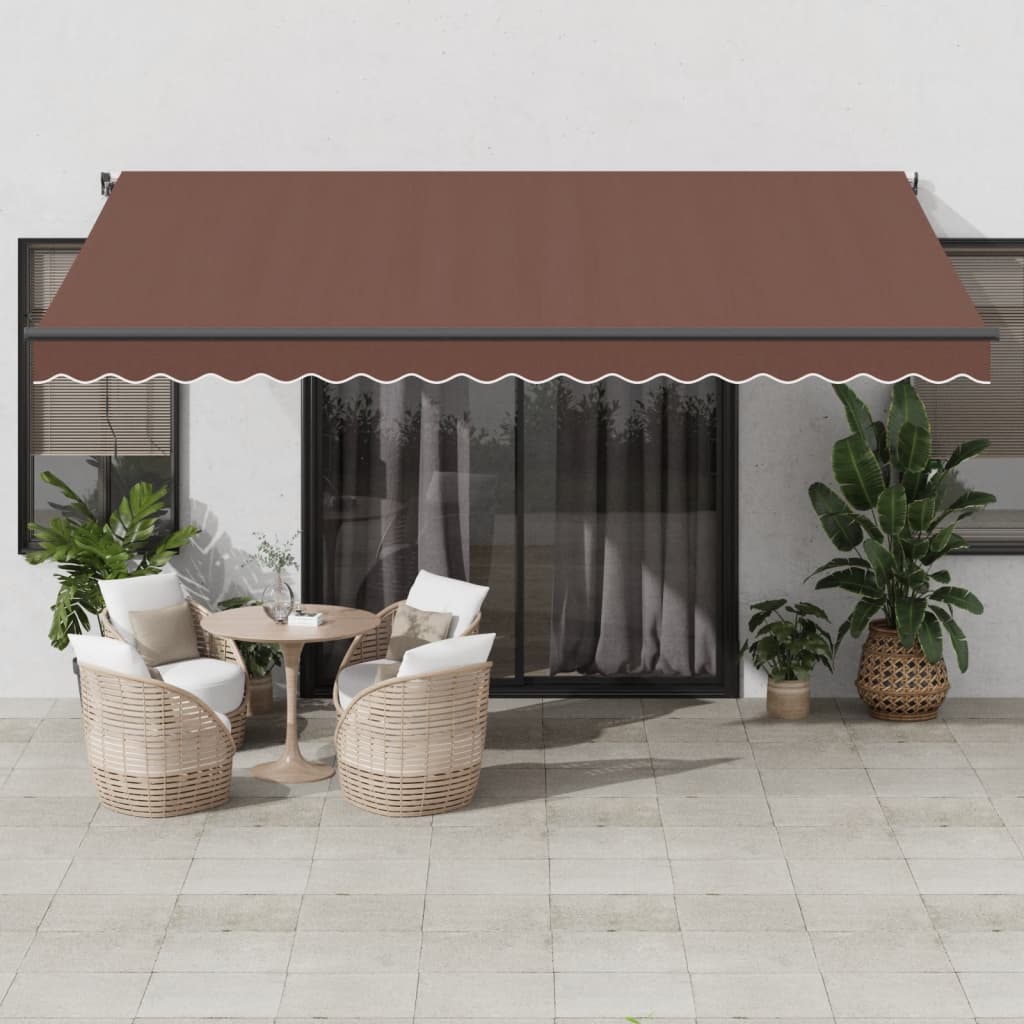 Avtomatsko zložljiva tenda z LED rjava 450x300 cm