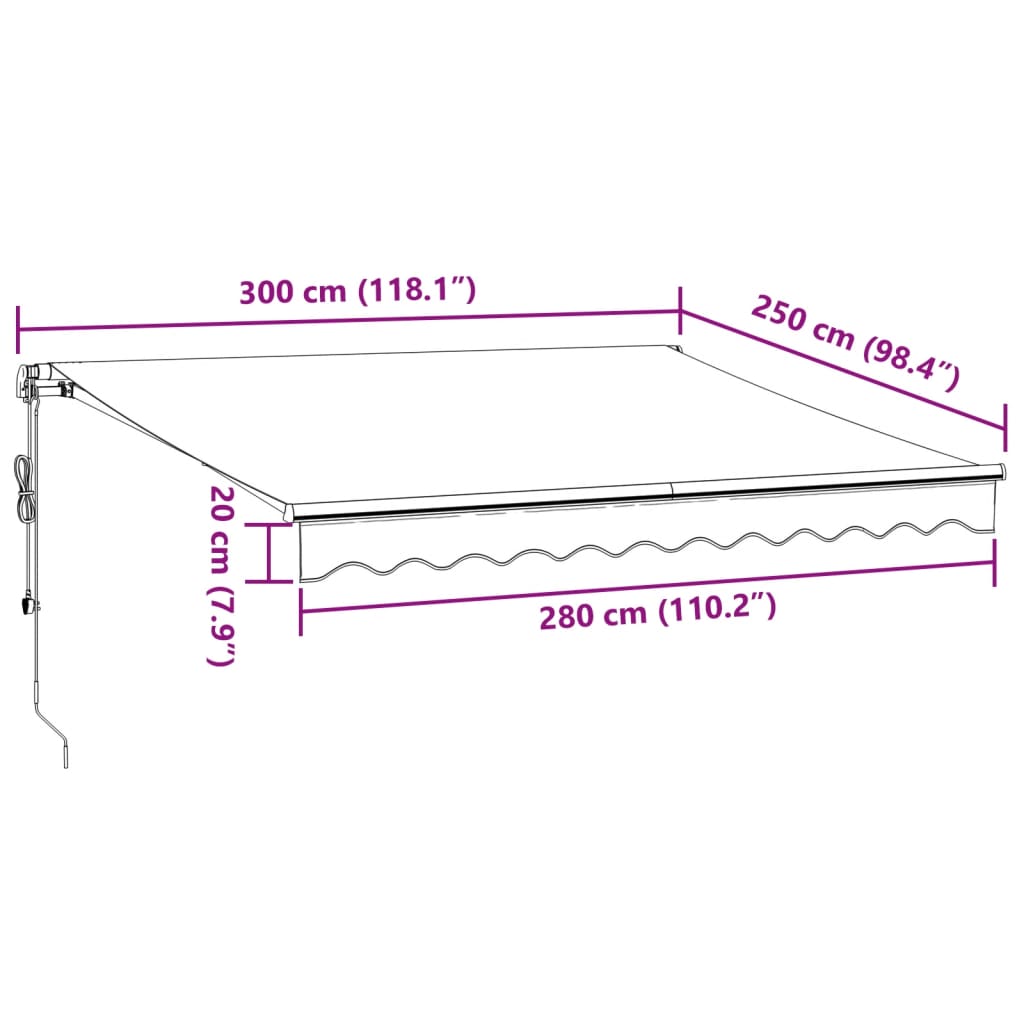 Avtomatsko zložljiva tenda antracit in bela 300x250 cm