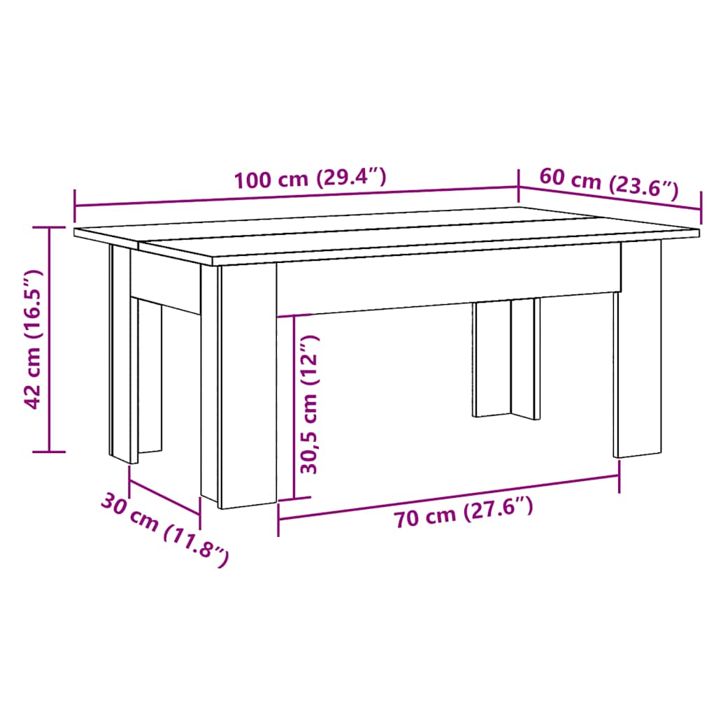 Klubska mizica artisan hrast 100x60x42 cm inženirski les