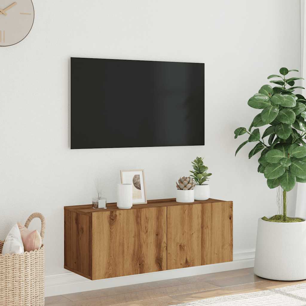 Stenska TV omarica artisan hrast 80x30x30 cm inženirski les