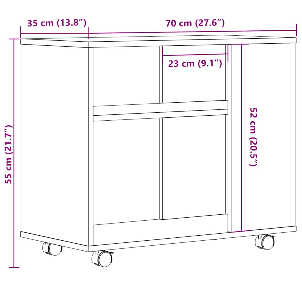 Stranska mizica artisan hrast 70x35x55 cm inženirski les