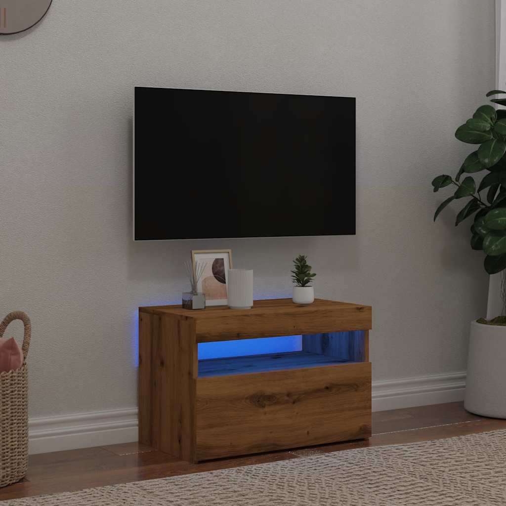 TV omarica z LED artisan hrast 60x35x40 cm inženirski les