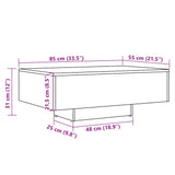 Klubska mizica starinski les 85x55x31 cm inženirski les