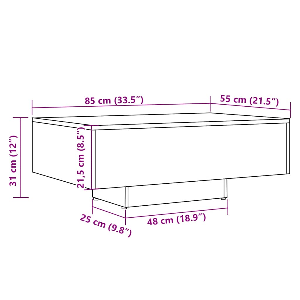 Klubska mizica artisan hrast 85x55x31 cm inženirski les