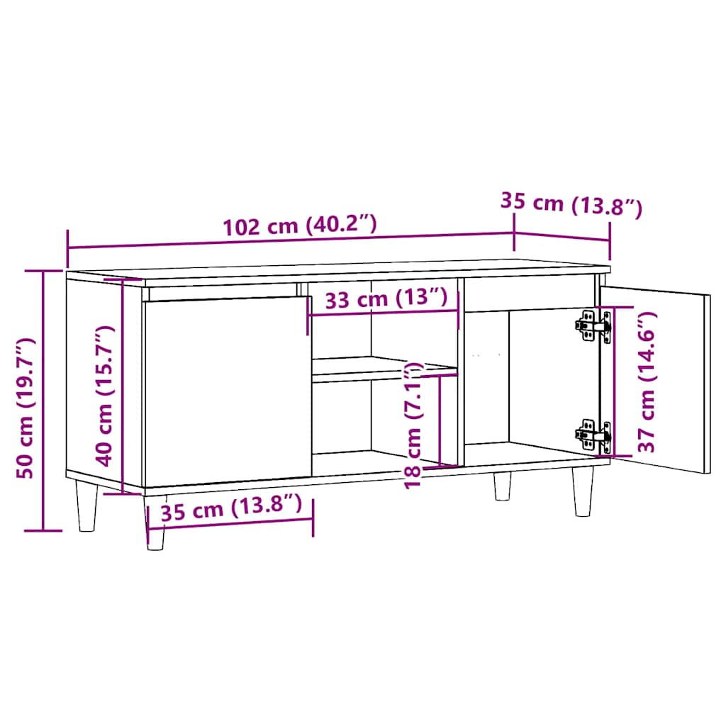 TV omarica starinski les 102x35x50 cm inženirski les