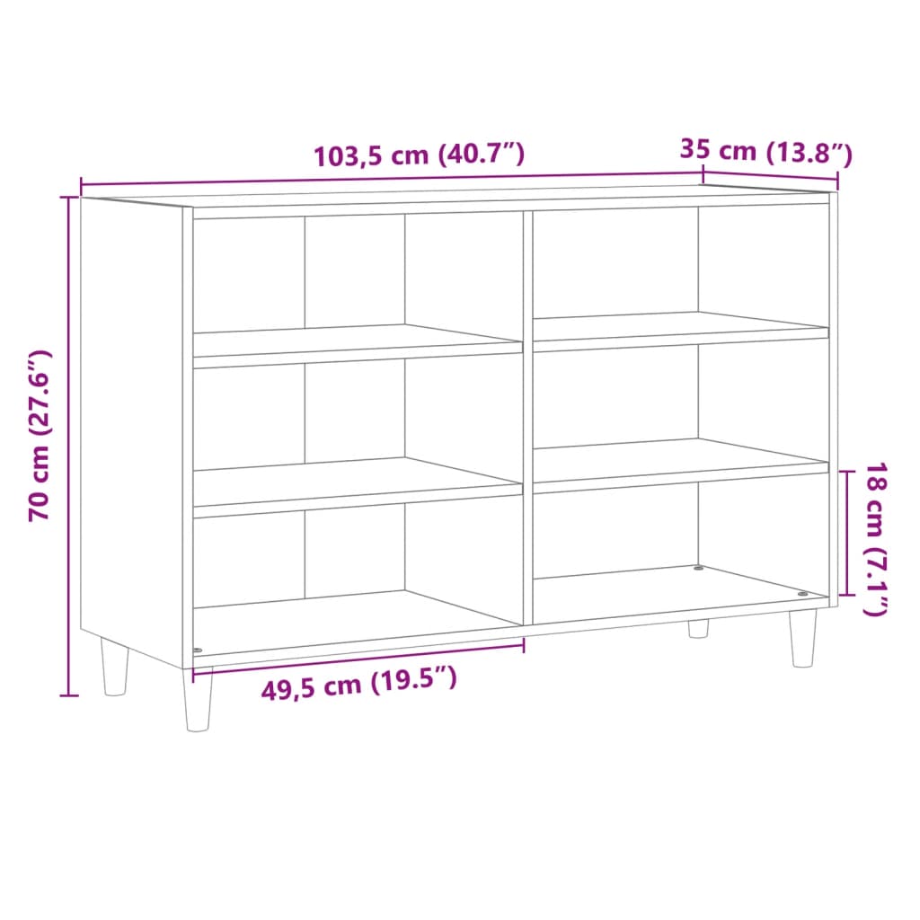 Komoda artisan hrast 103,5x35x70 cm inženirski les