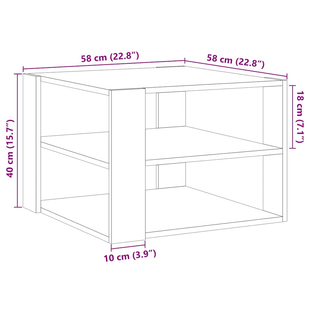 Klubska mizica artisan hrast 58x58x40 cm inženirski les