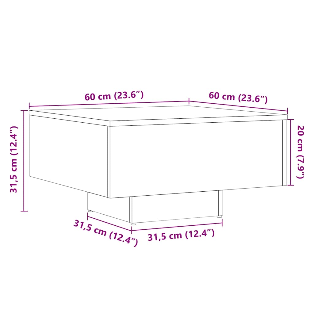 Klubska mizica artisan hrast 60x60x31,5 cm inženirski les