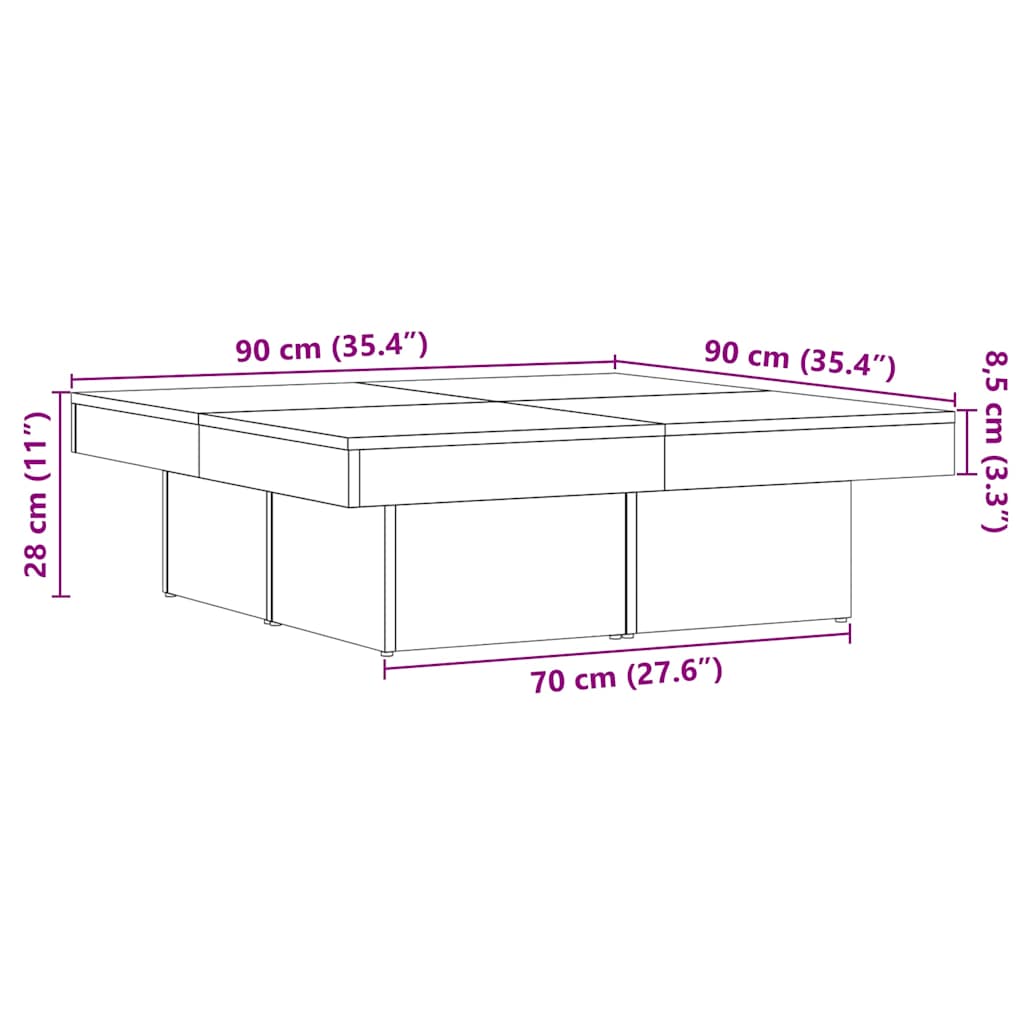 Klubska mizica artisan hrast 90x90x28 cm inženirski les