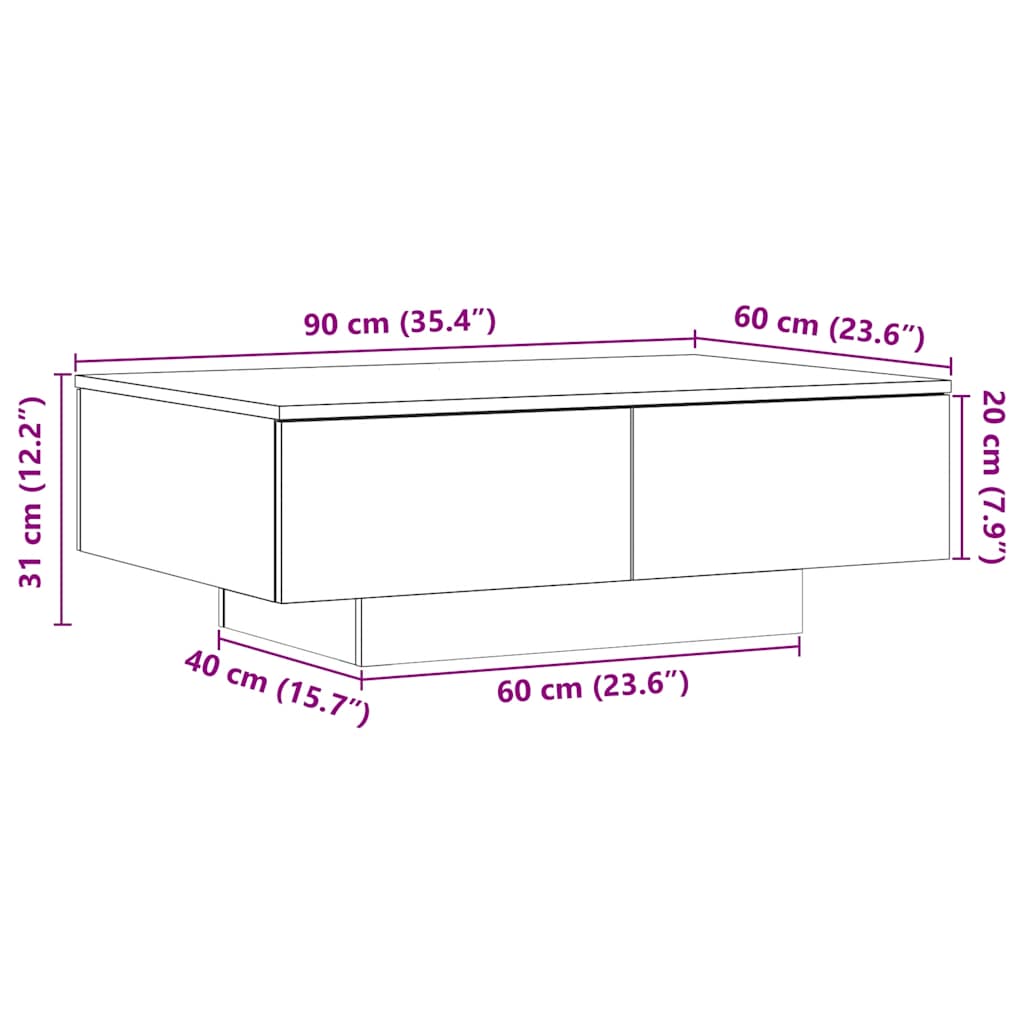 Klubska mizica starinski les 90x60x31 cm inženirski les