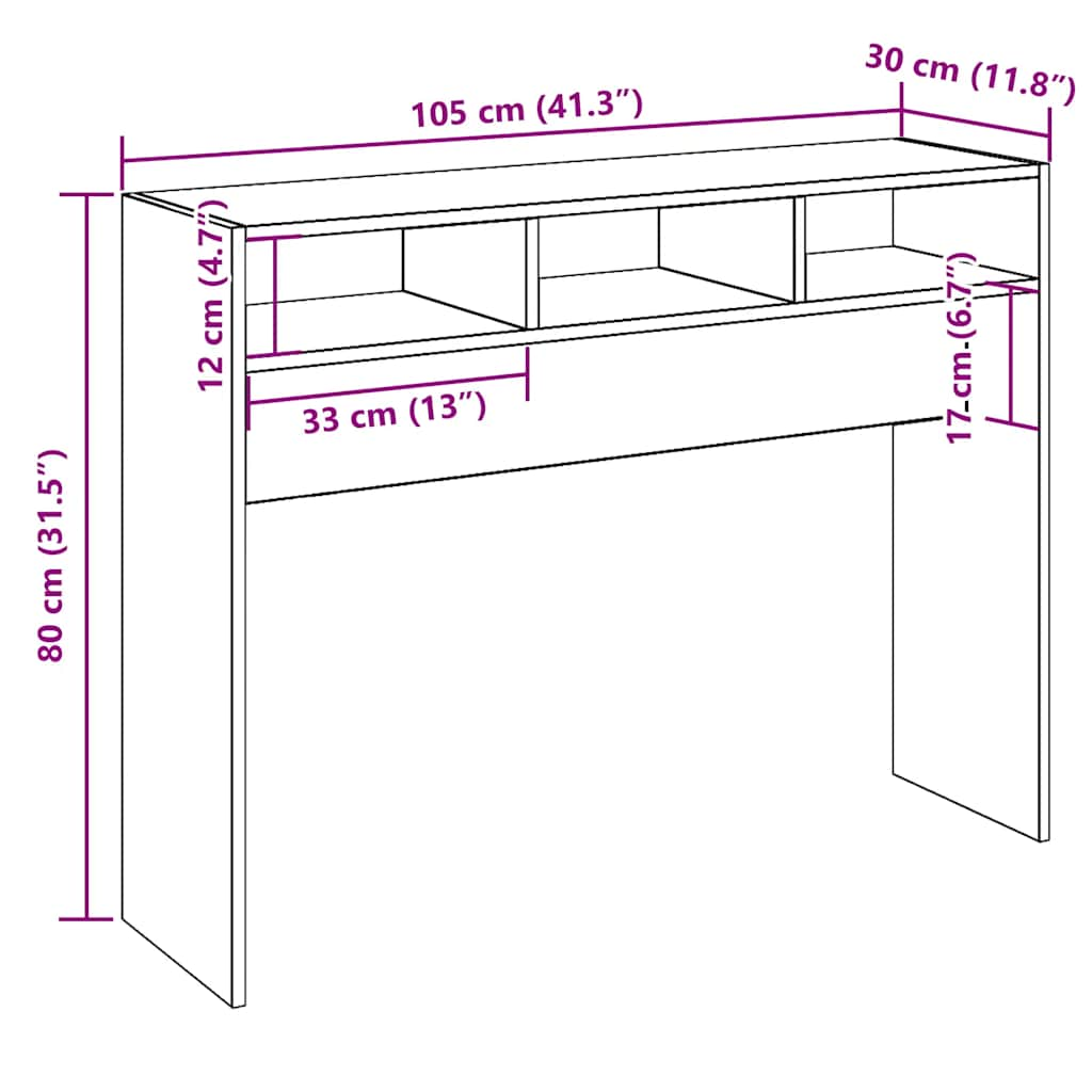 Konzolna mizica artisan hrast 105x30x80 cm inženirski les