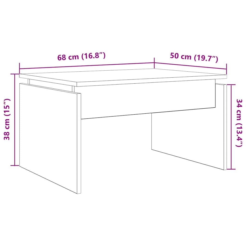 Klubska mizica artisan hrast 68x50x38 cm inženirski les