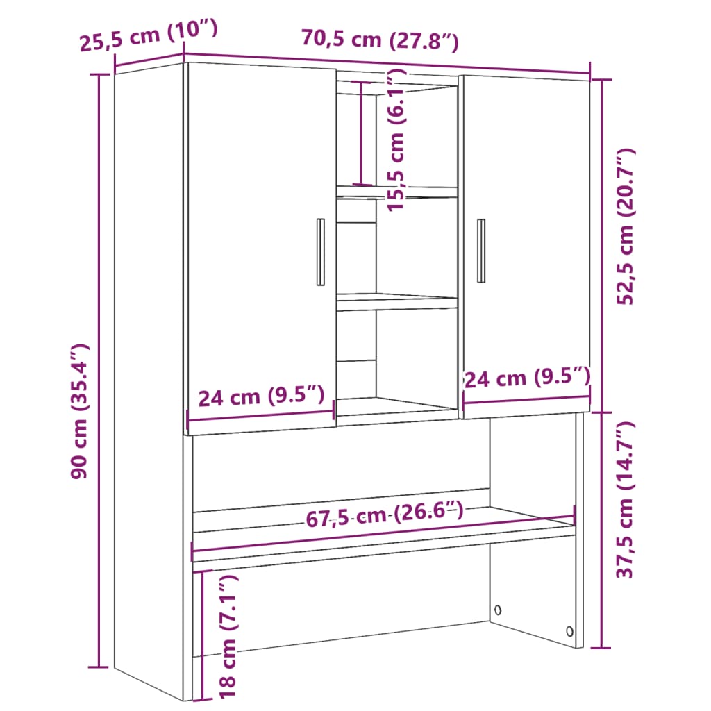 Omara za pralni stroj betonsko siva 70,5x25,5x90 cm