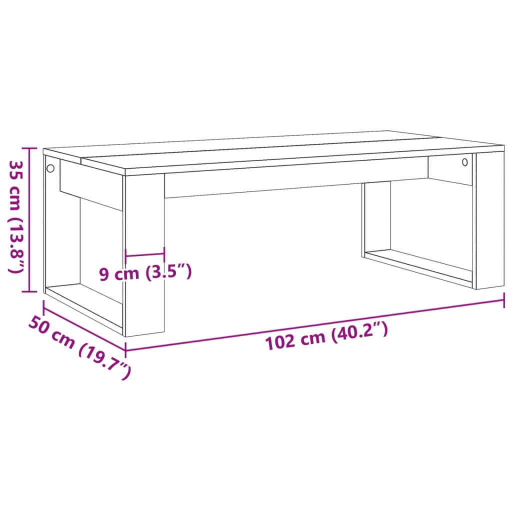 Klubska mizica starinski les 102x50x35 cm inženirski les