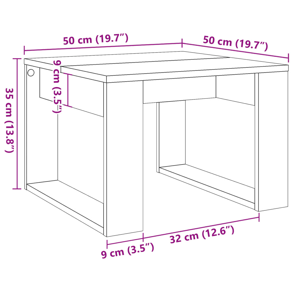 Stranska mizica starinski les 50x50x35 cm inženirski les