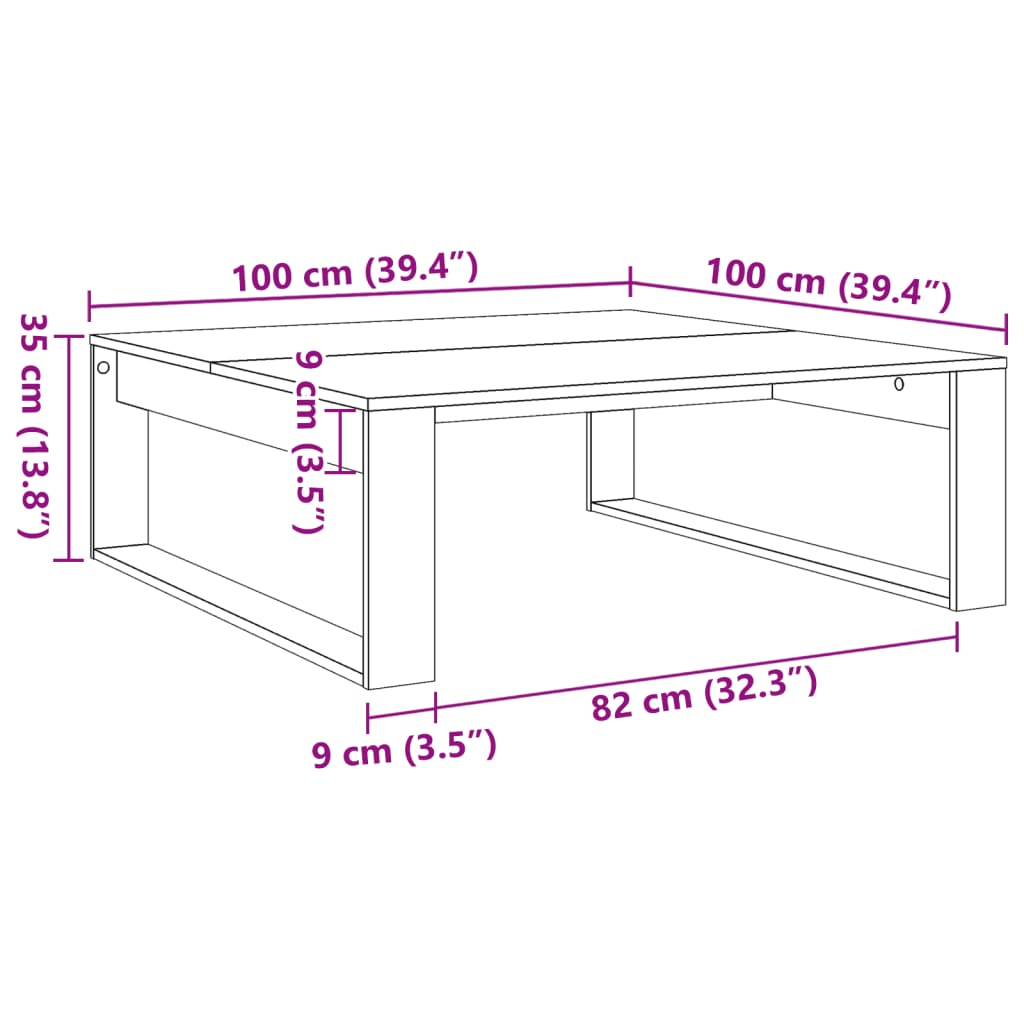 Klubska mizica artisan hrast 100x100x35 cm inženirski les