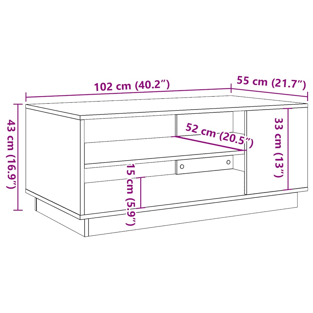 Klubska mizica artisan hrast 102x55x43 cm inženirski les