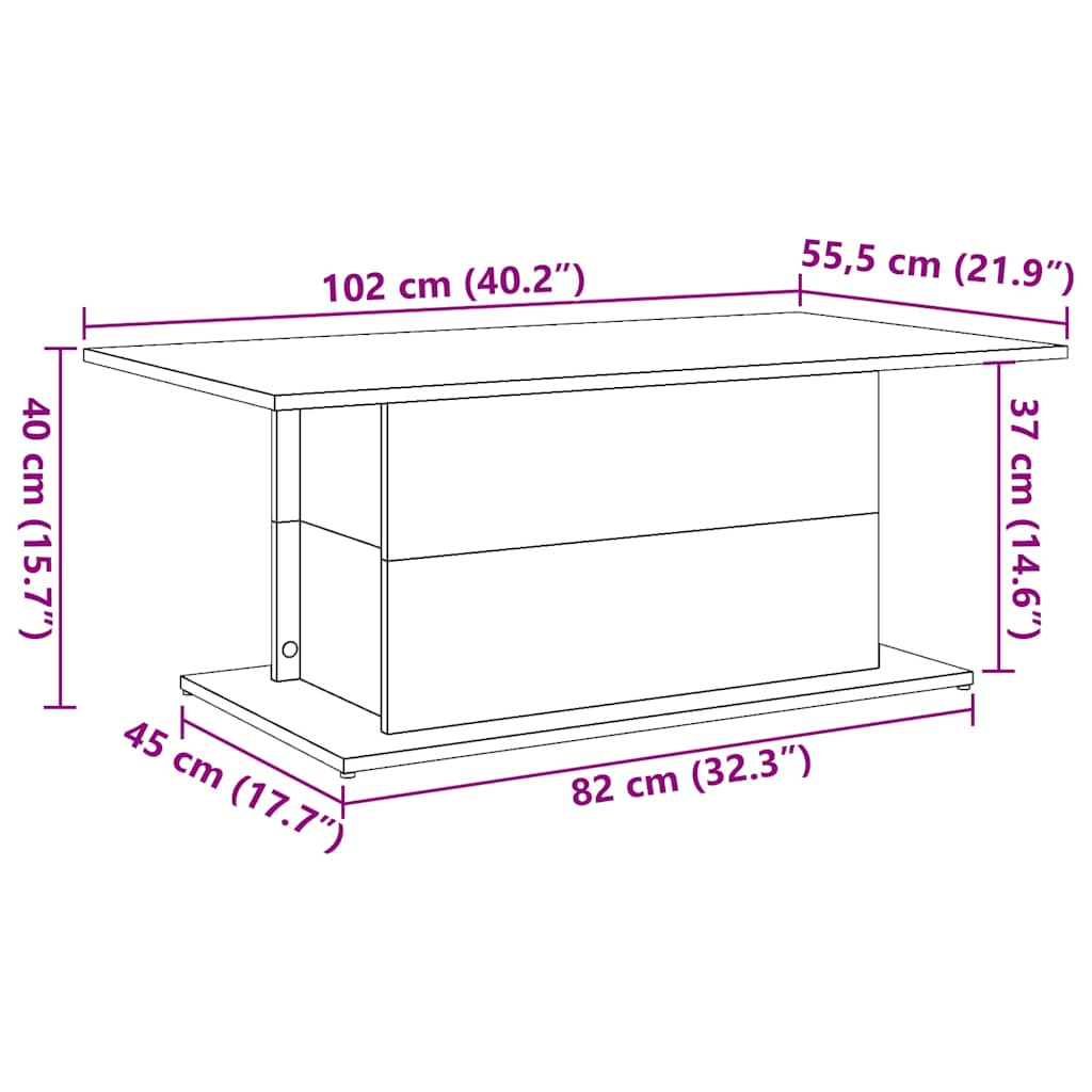 Klubska mizica artisan hrast 102x55,5x40 cm inženirski les