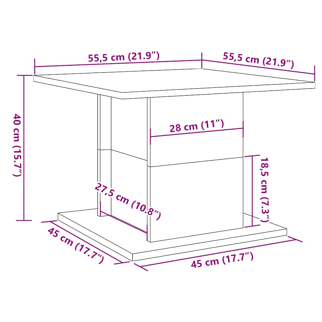 Klubska mizica artisan hrast 55,5x55,5x40 cm inženirski les