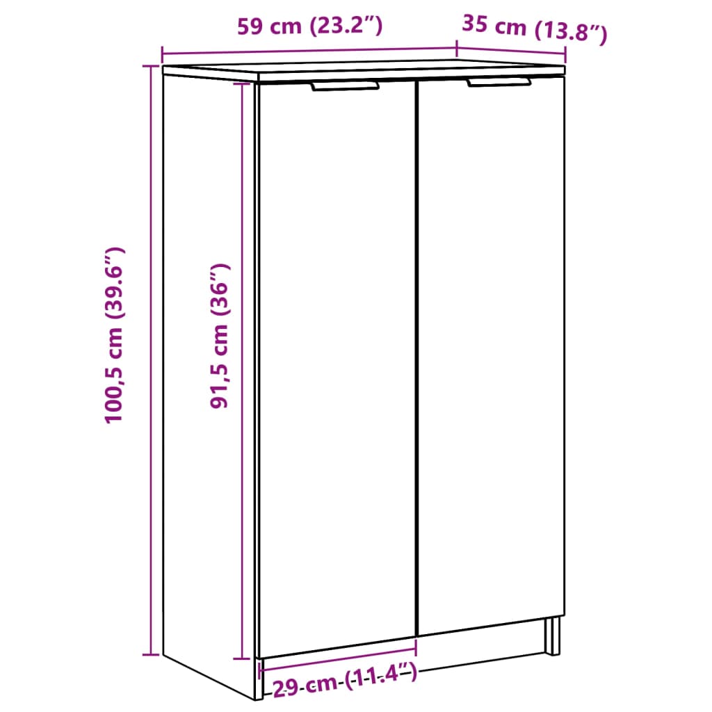 Omarica za čevlje starinski les 59x35x100,5 cm inženirski les