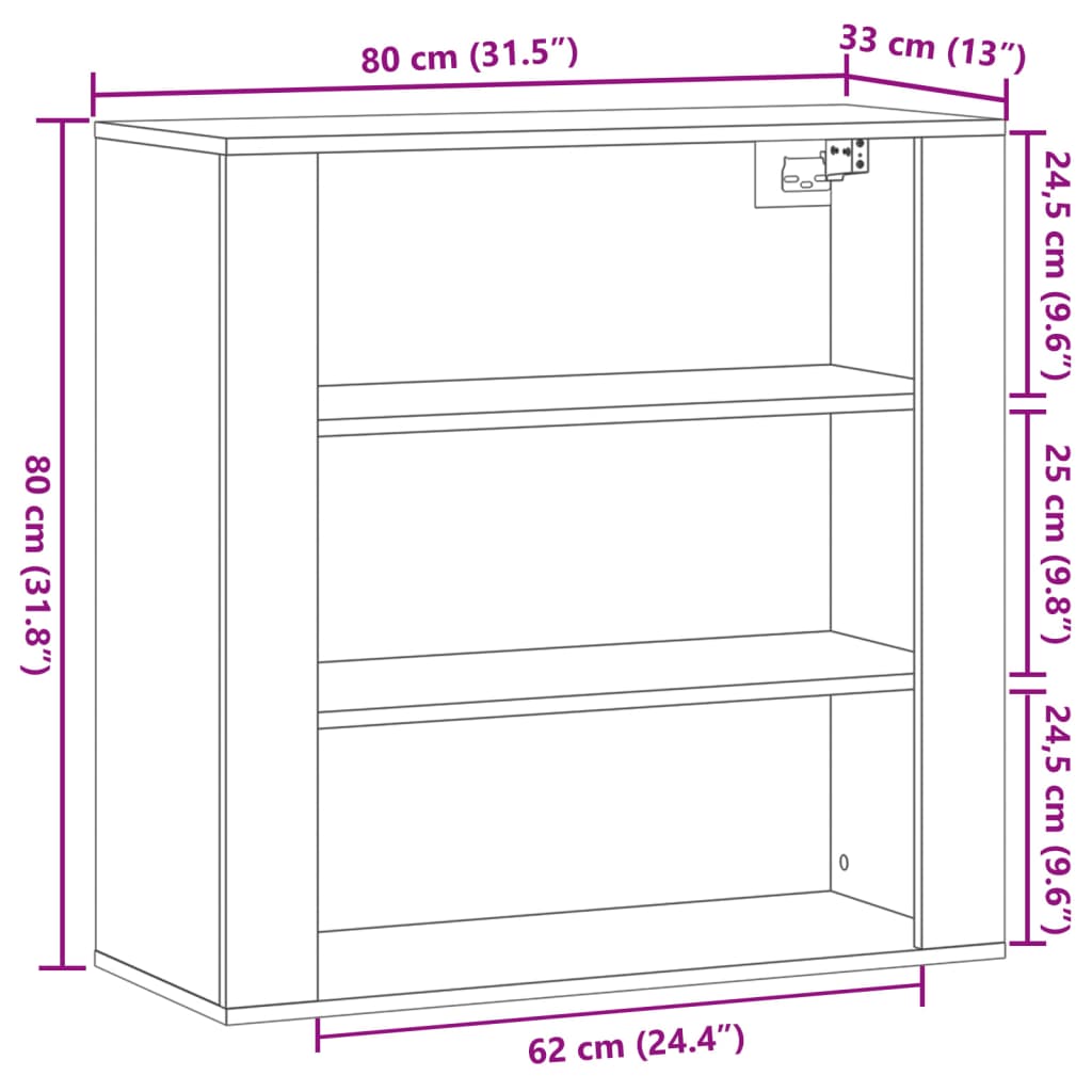 Stenska omarica starinski les 80x33x80 cm inženirski les