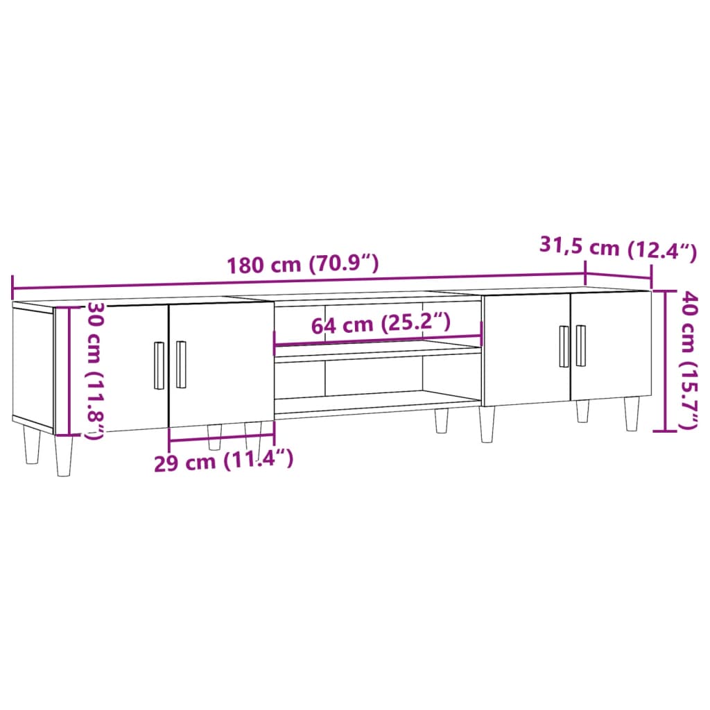 TV omarica artisian hrast 180x31,5x40 cm inženirski les