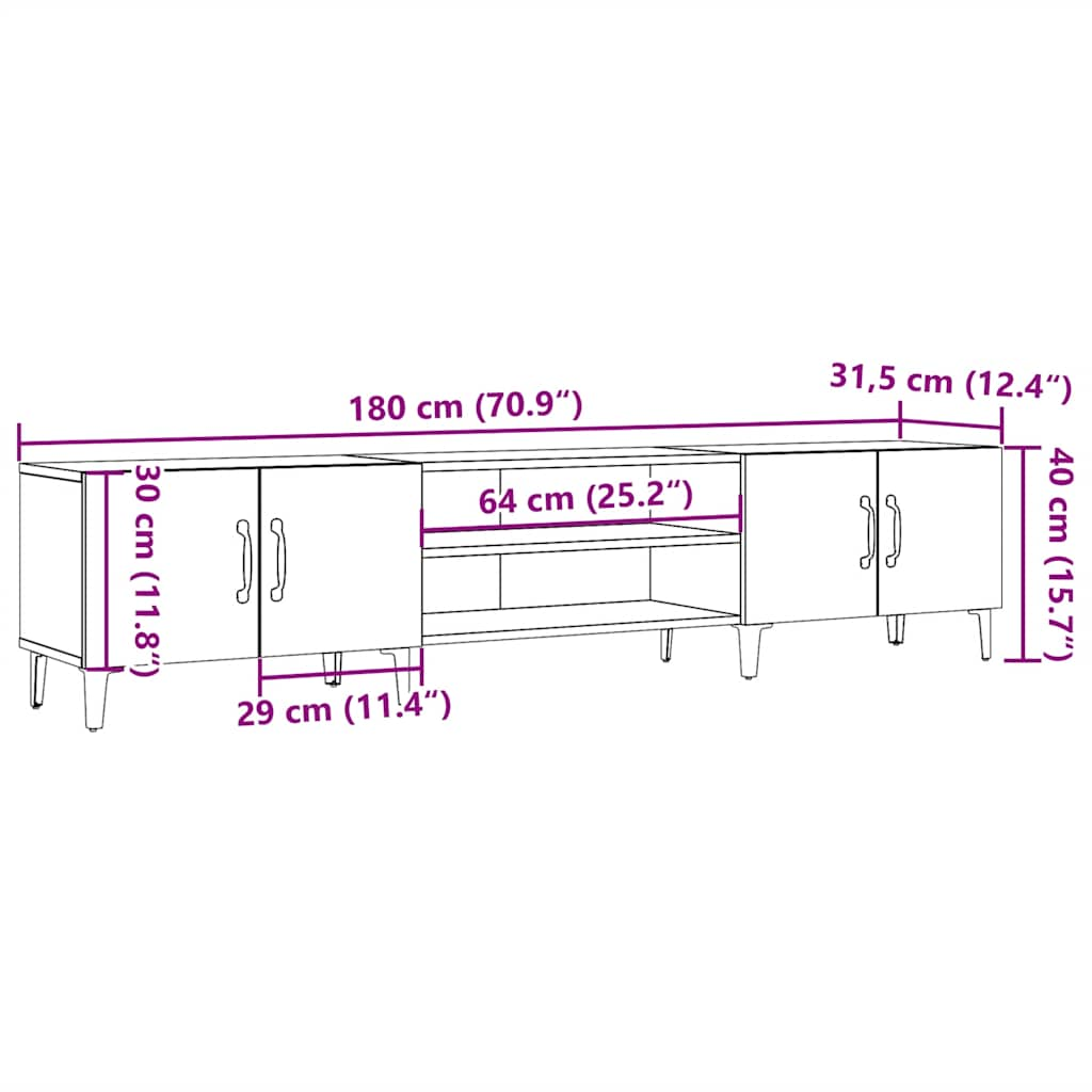 TV omarica artisian hrast 180x31,5x40 cm inženirski les