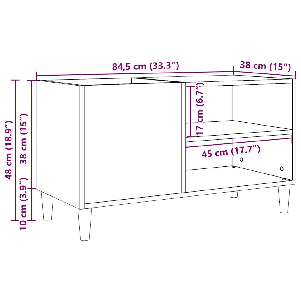 Omarica za gramofonske plošče starinski les 84,5x38x48 cm