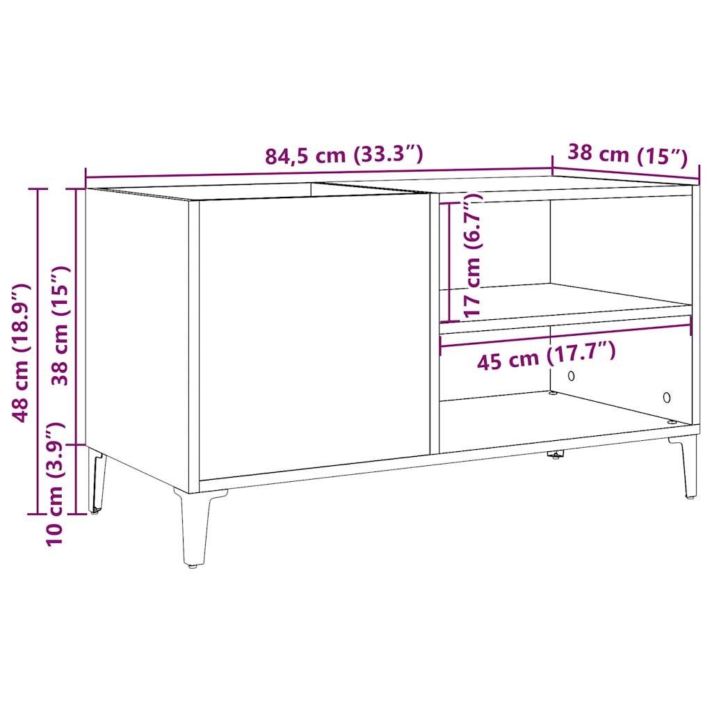 Omarica za gramofonske plošče starinski les 84,5x38x48 cm