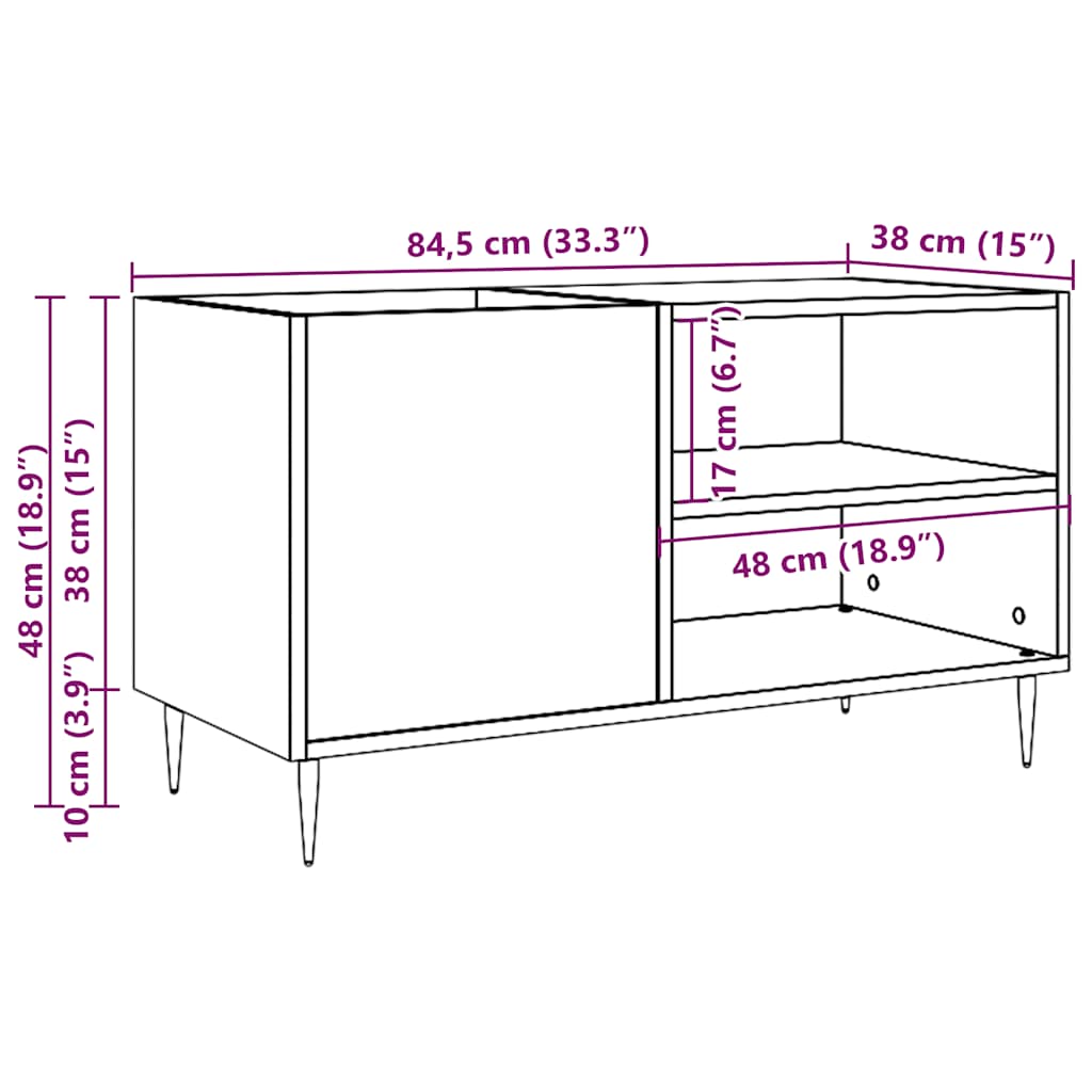 Omarica za gramofonske plošče starinski les 84,5x38x48 cm