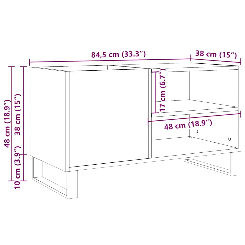 Omarica za gramofonske plošče starinski les 84,5x38x48 cm