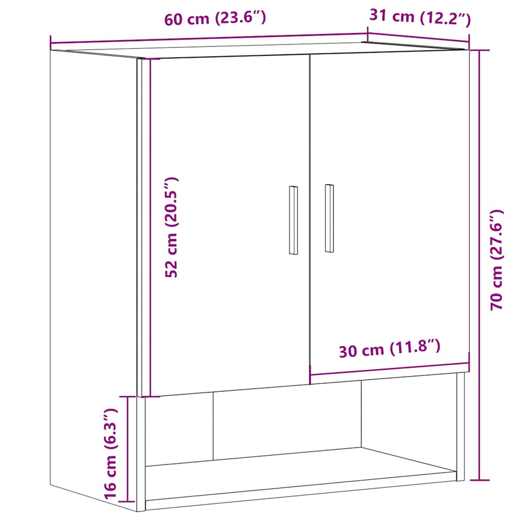 Stenska omarica artisan hrast 60x31x70 cm inženirski les