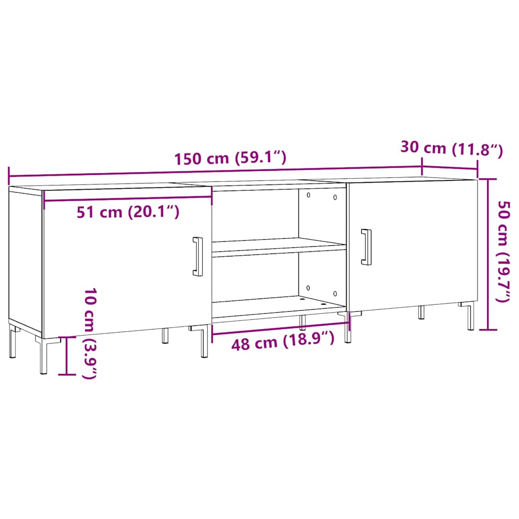 TV omarica starinski les 150x30x50 cm inženirski les