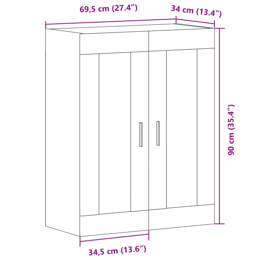 Stenska omarica artisan hrast 69,5x34x90 cm