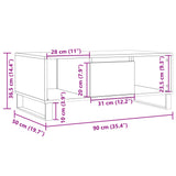 Klubska mizica starinski les 90x50x36,5 cm inženirski les