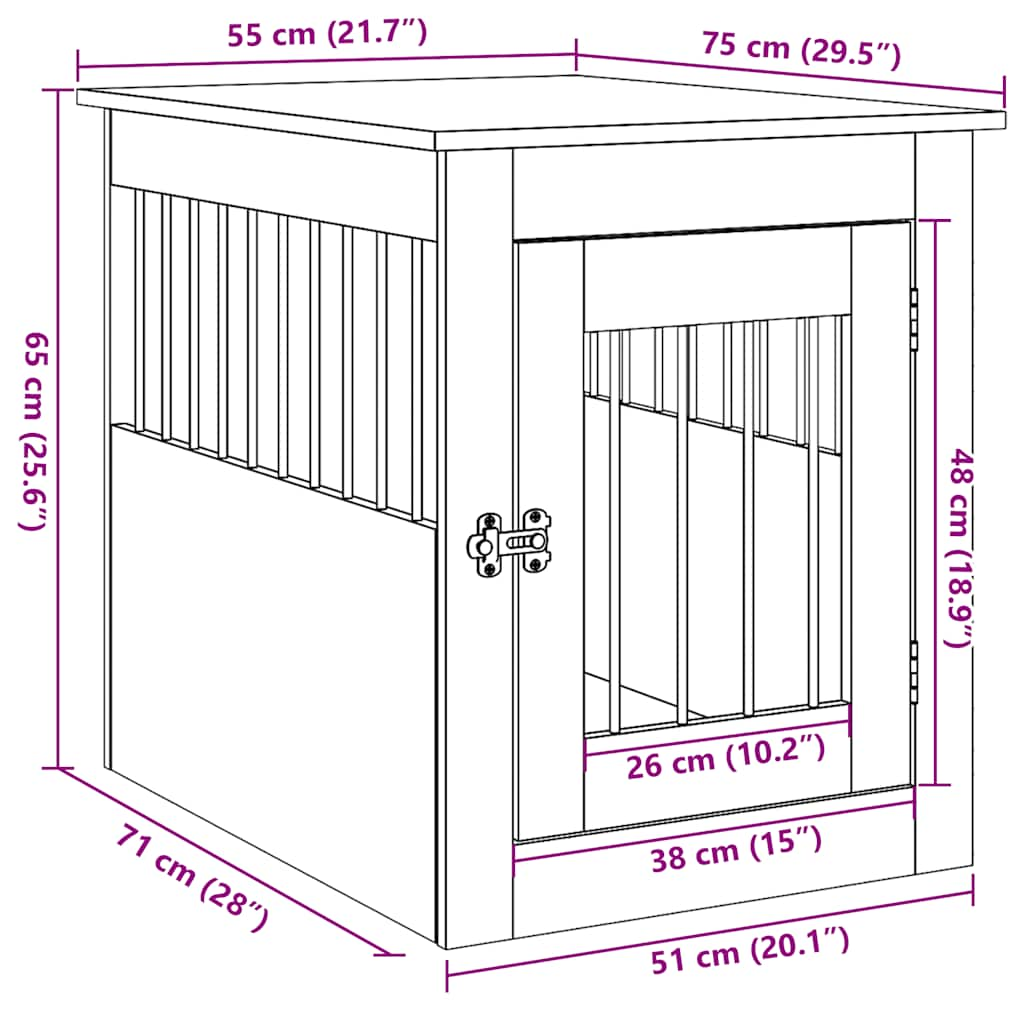 Boks za psa starinski les 55x75x65 cm inženirski les