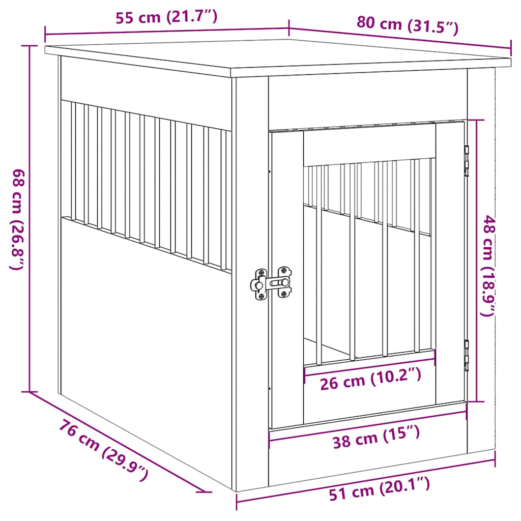 Boks za psa betonsko siva 55x80x68 cm inženirski les